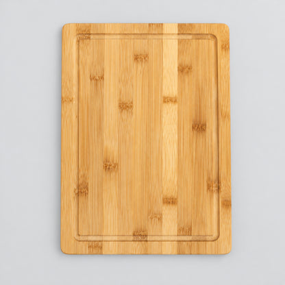 Bamboo cutting board with juice groove, 10 x 14 inch, front view