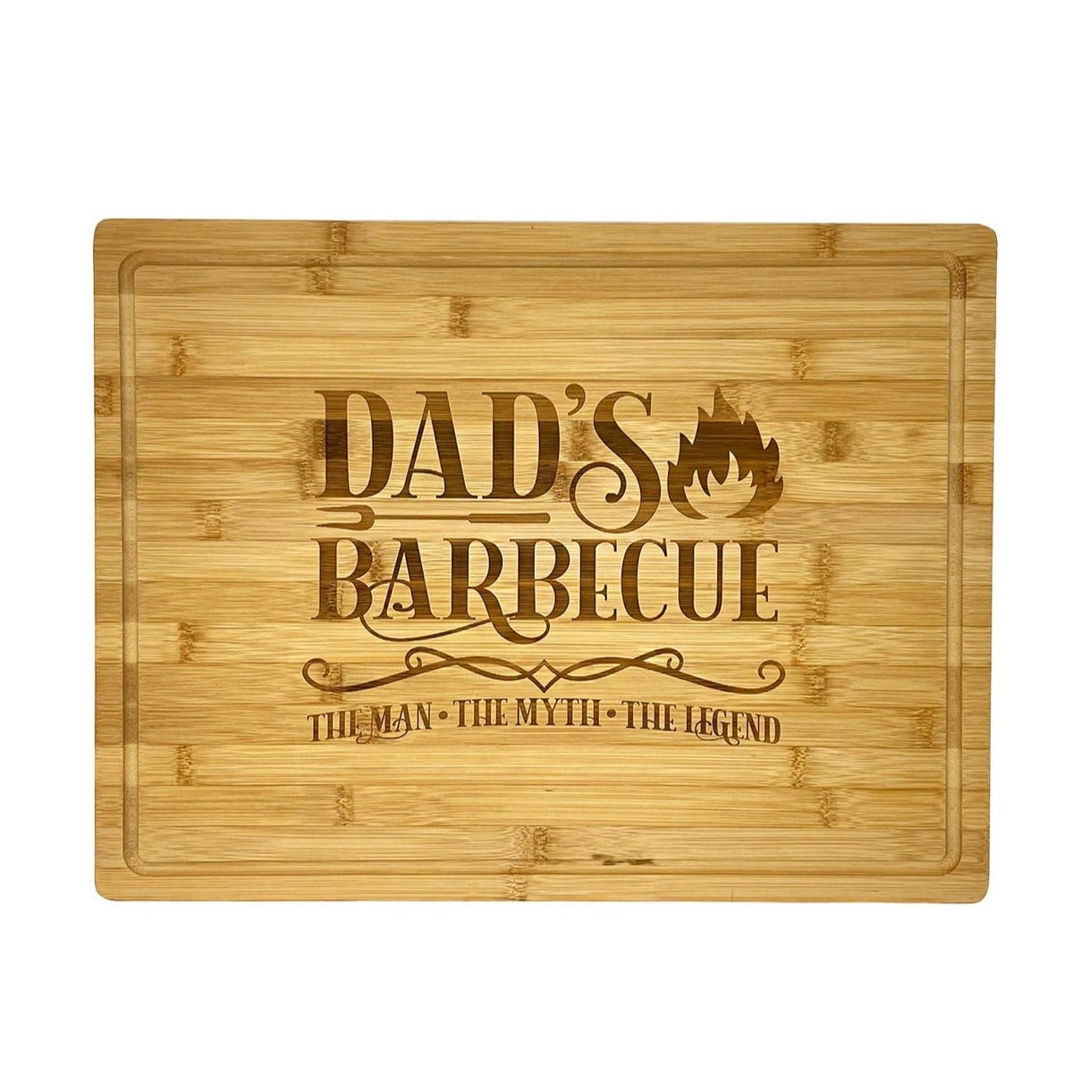 Bamboo cutting board engraved Dad's Barbecue, The Man The Myth The Legend