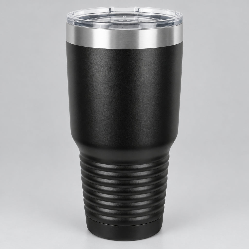 Black 30 oz insulated stainless steel tumbler for custom engraving