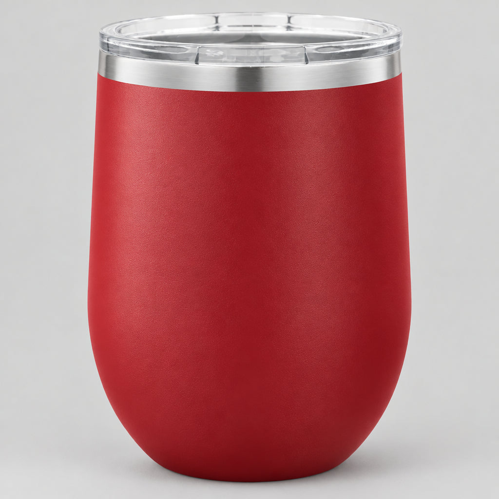 Burgundy insulated 12 oz stemless wine tumbler for custom engraving