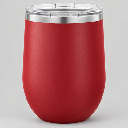 Burgundy insulated 12 oz stemless wine tumbler for custom engraving
