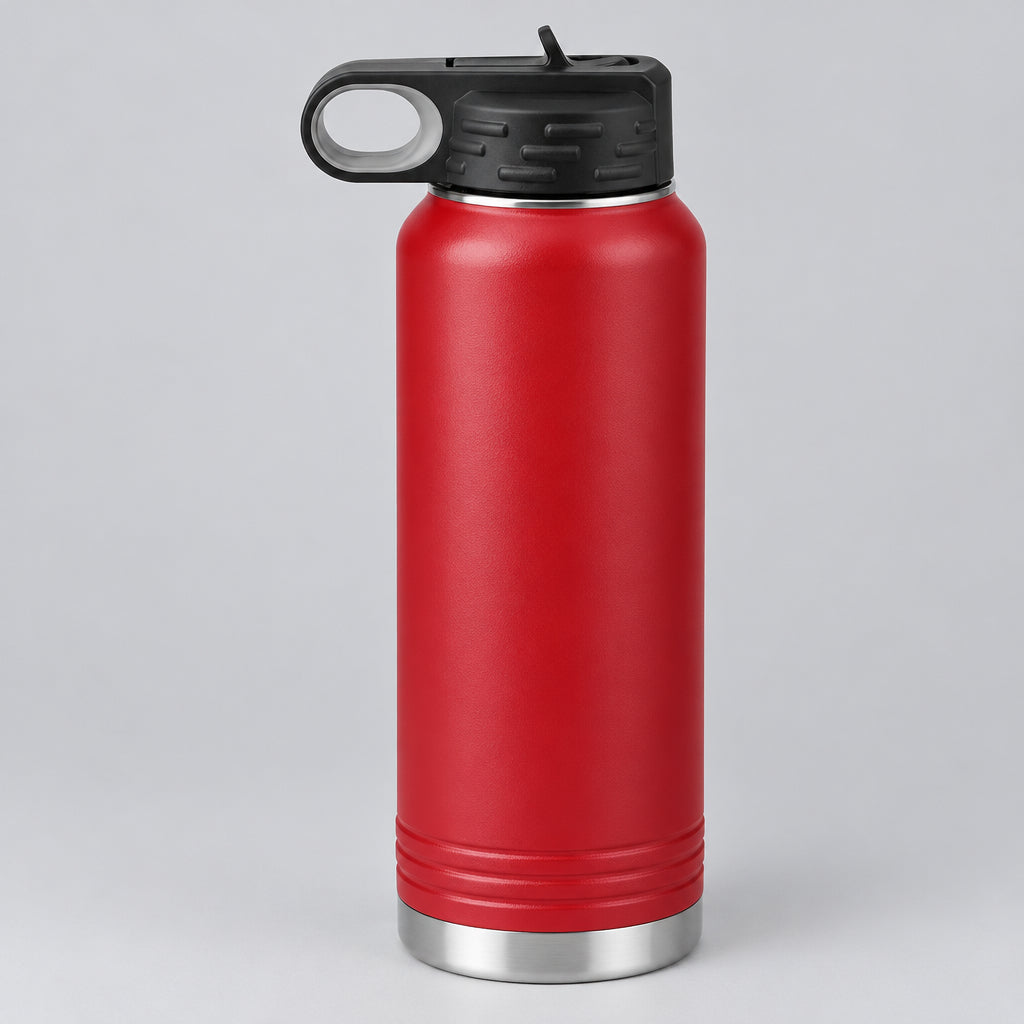 Dark red stainless steel water bottle for custom engraving, 32 oz or 40 oz