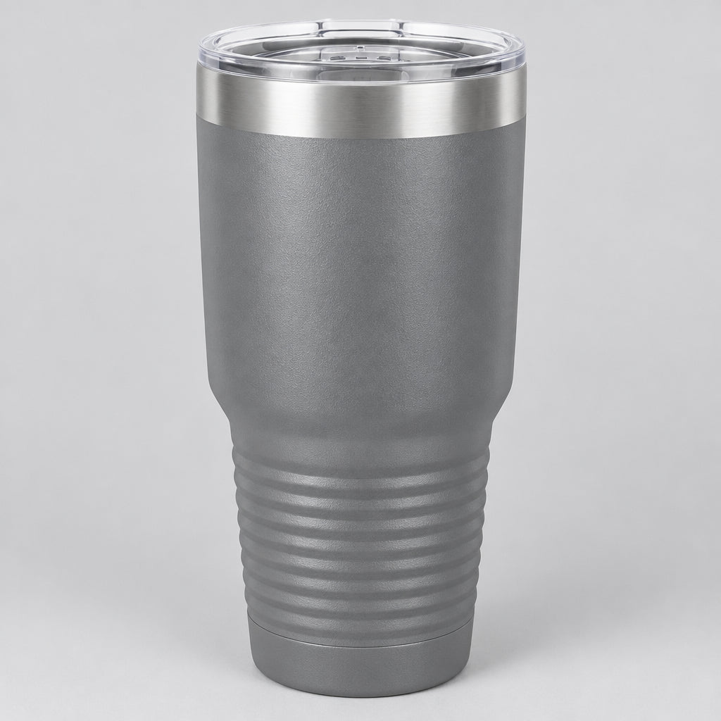 Gray 30 oz insulated stainless steel tumbler for custom engraving