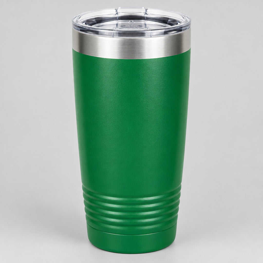 Green 20 oz insulated stainless steel tumbler for custom engraving
