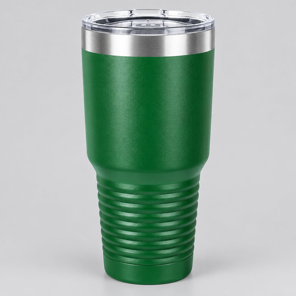 Green 30 oz insulated stainless steel tumbler for custom engraving