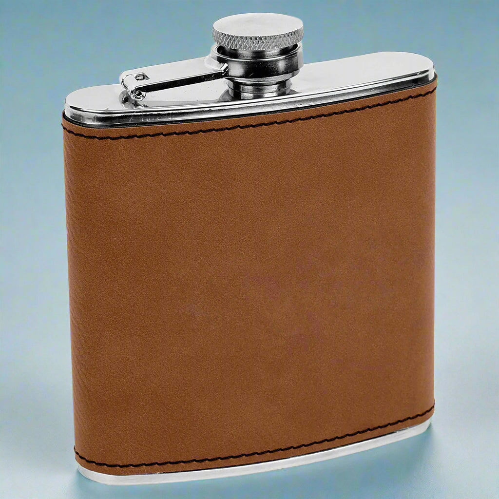 Leatherette Flask in Dark Brown by Carve & Burn, Miami