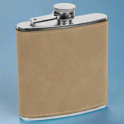 Leatherette Flask in Light Brown by Carve & Burn, Miami