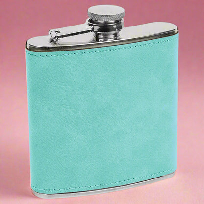 Leatherette Flask in Teal by Carve & Burn, Miami