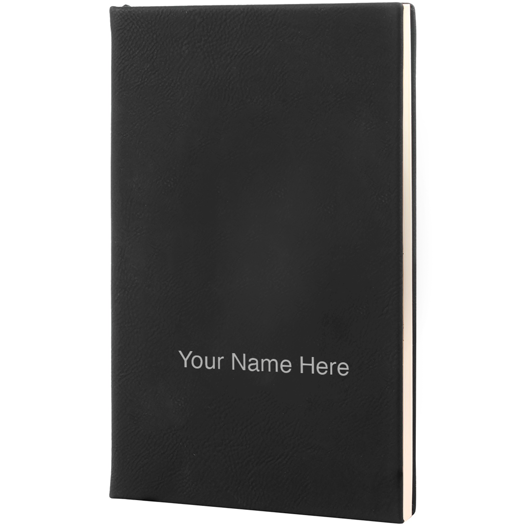 Leatherette Journal in Black with Silver engraving by Carve & Burn, Miami