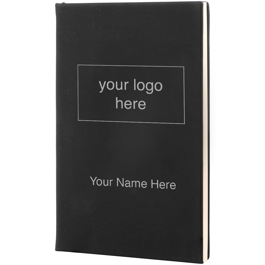 Leatherette Journal in Black with Silver engraving by Carve & Burn, Miami