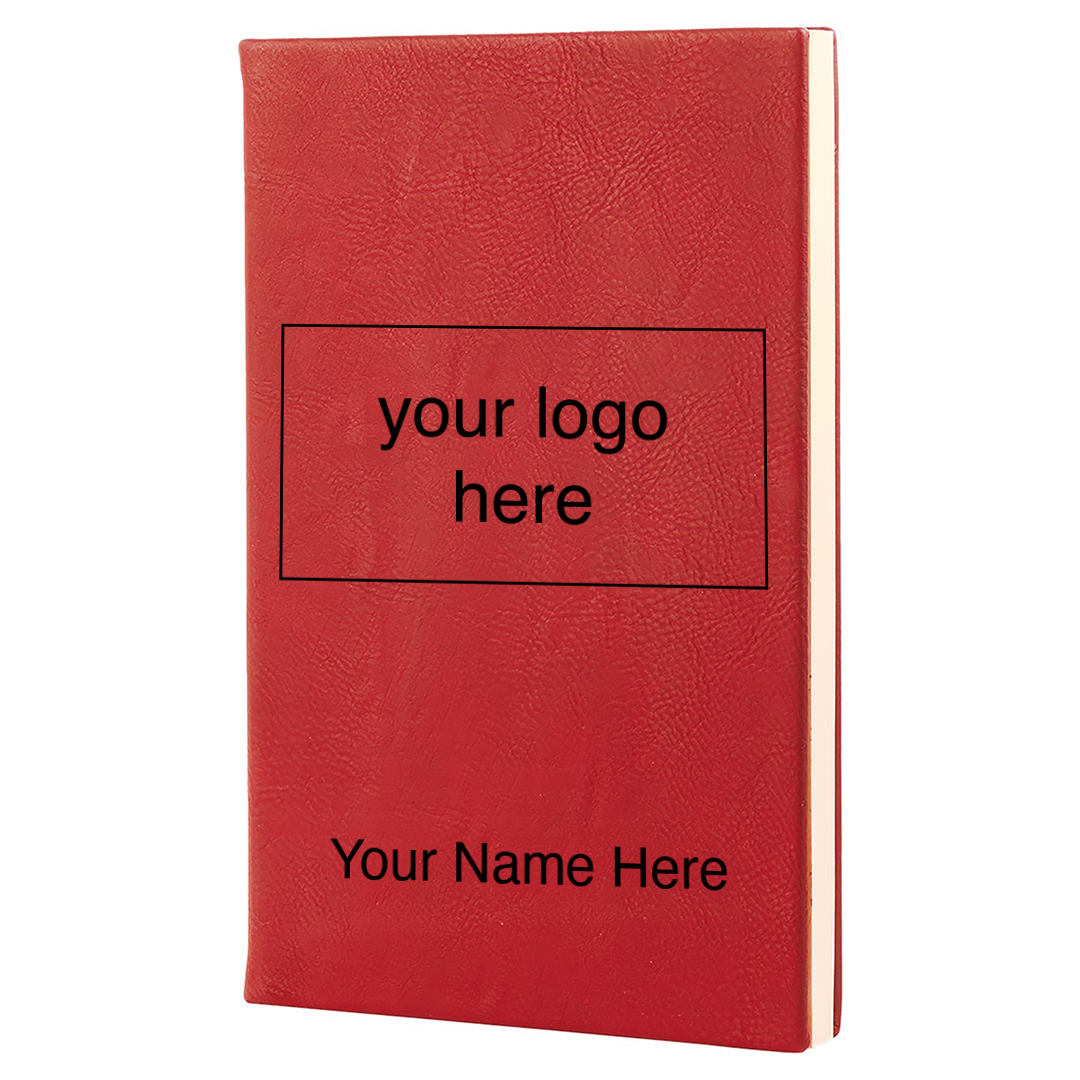 Leatherette Journal in Red with Black engraving by Carve & Burn, Miami