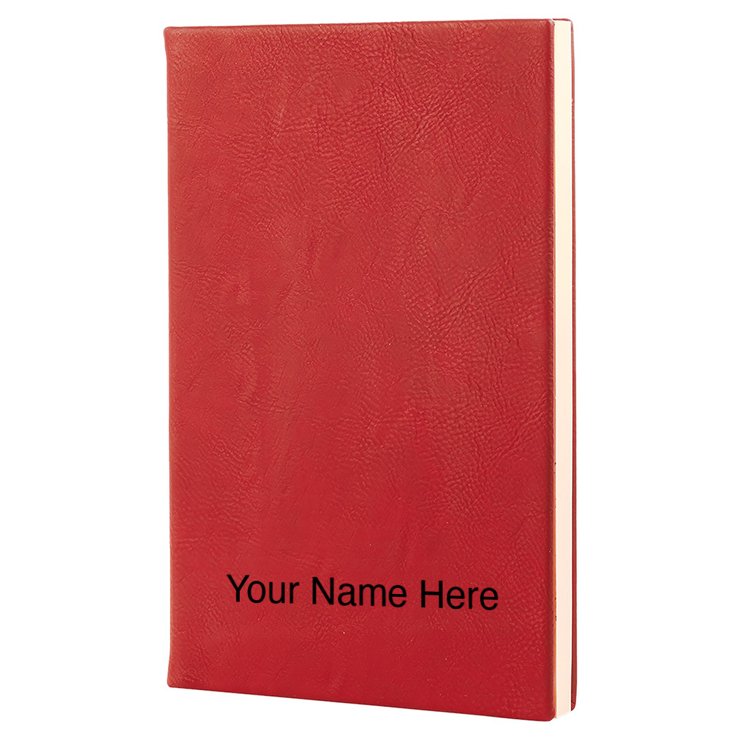 Leatherette Journal in Red with Black engraving by Carve & Burn, Miami