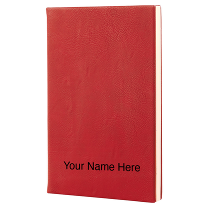 Leatherette Journal in Red with Black engraving by Carve & Burn, Miami