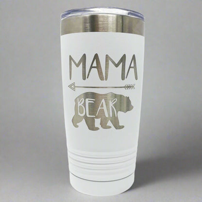 Mama Bear Tumbler in White by Carve & Burn, Miami