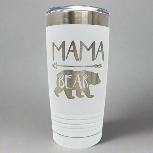 Mama Bear Tumbler in White by Carve & Burn, Miami