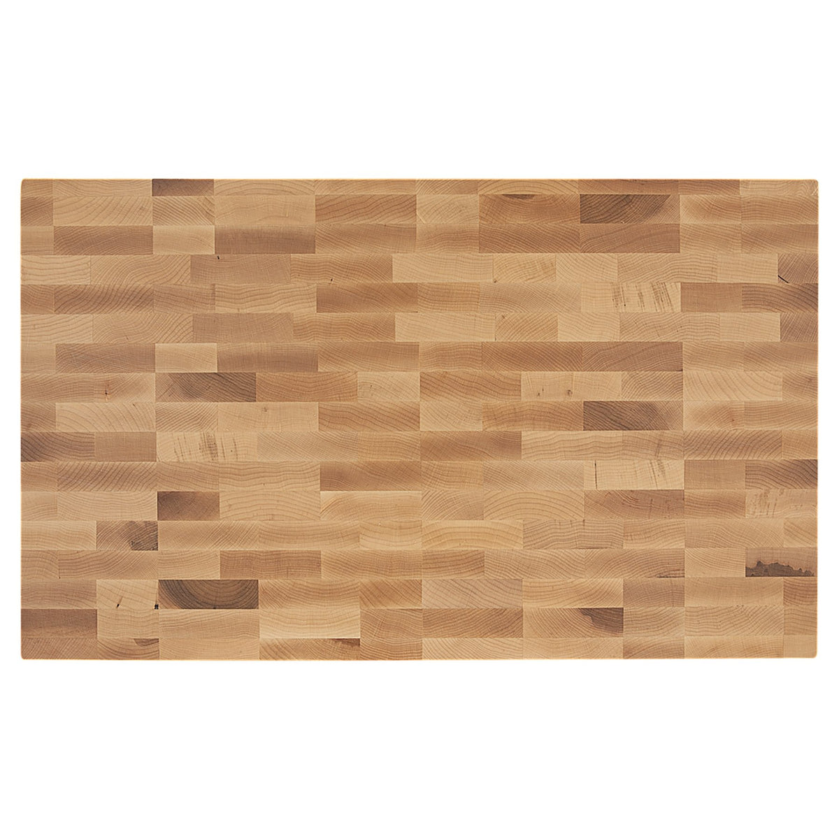 Maple end-grain butcher block cutting board, top view
