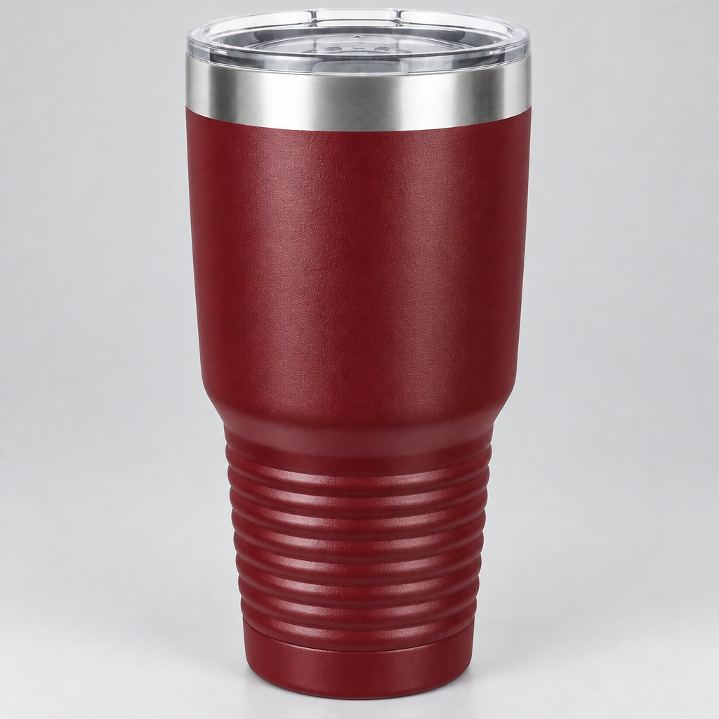 Maroon 30 oz insulated stainless steel tumbler for custom engraving