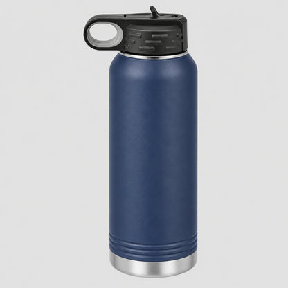 Navy blue stainless steel water bottle for custom engraving, 32 oz or 40 oz