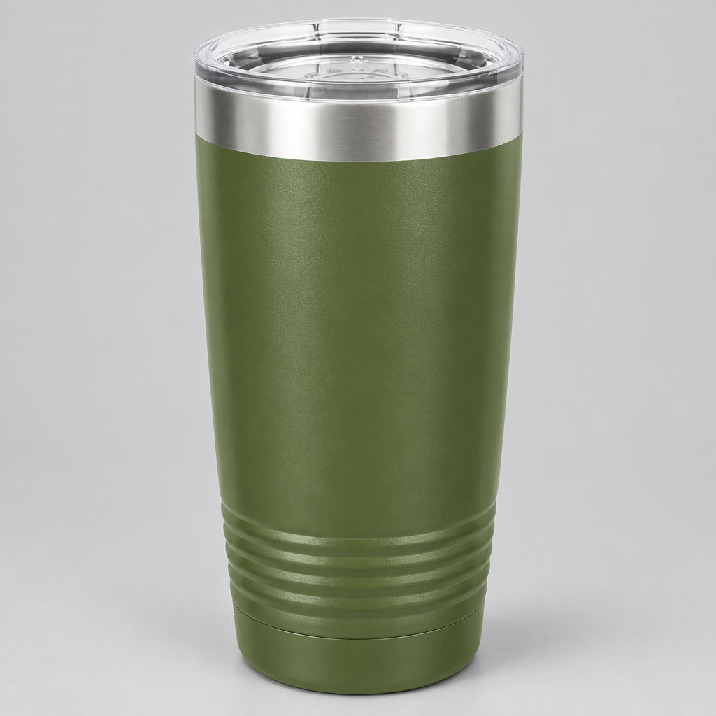 Olive green 20 oz insulated stainless steel tumbler for custom engraving