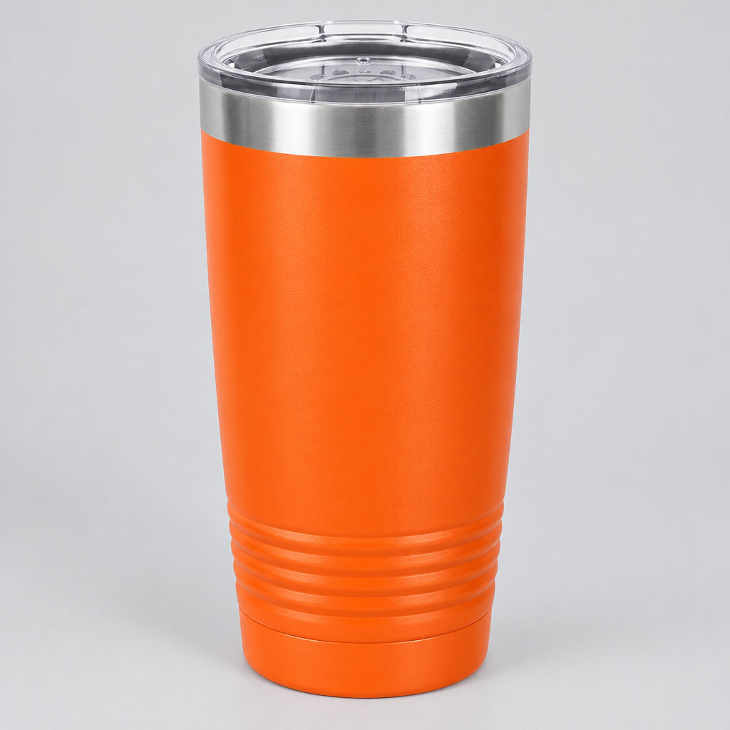 Orange 20 oz insulated stainless steel tumbler for custom engraving