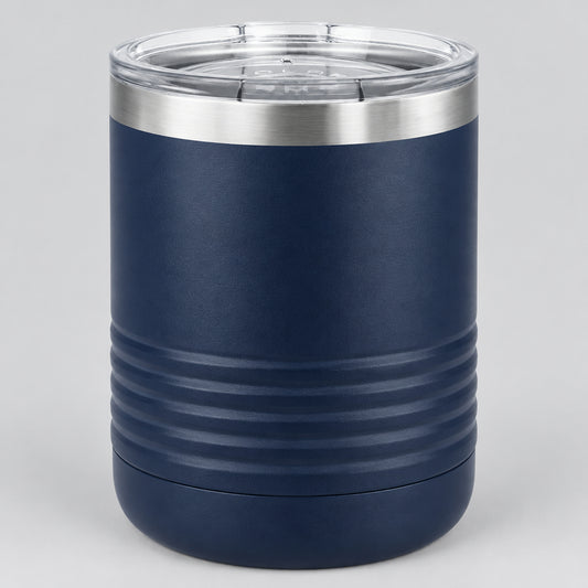 Personalized 10 oz lowball tumbler, laser engraved by Carve & Burn in Miami