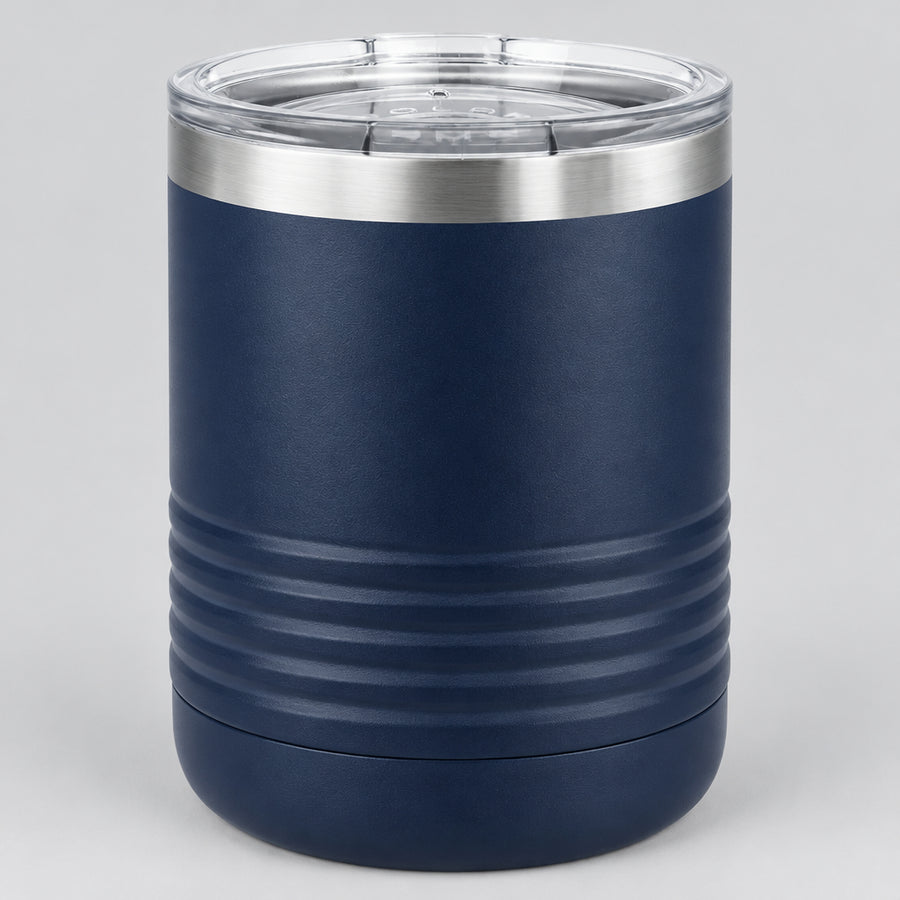Personalized 10 oz lowball tumbler, laser engraved by Carve & Burn in Miami