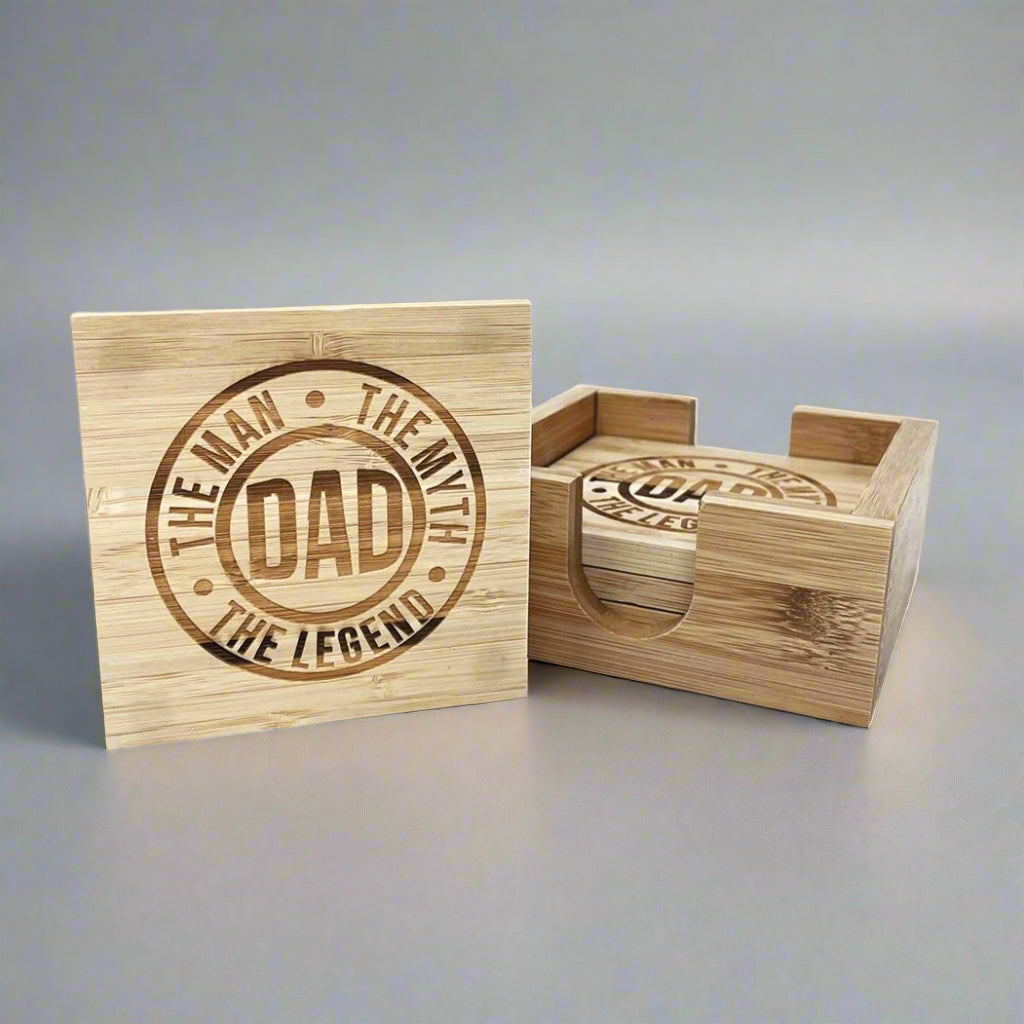 Bamboo coaster, laser engraved by Carve & Burn in Miami