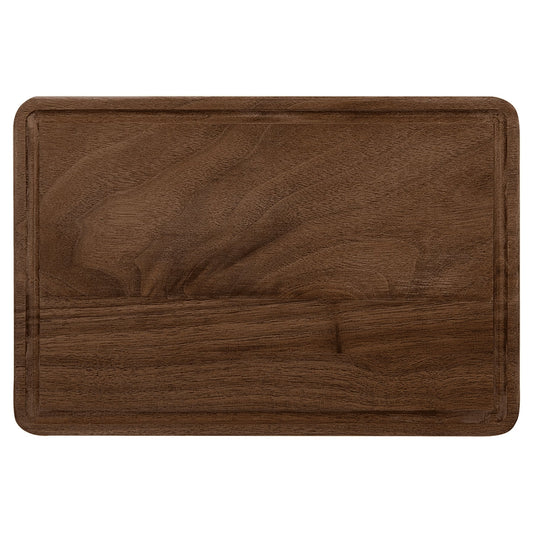 Walnut cutting board with drip ring, laser engraved by Carve & Burn in Miami