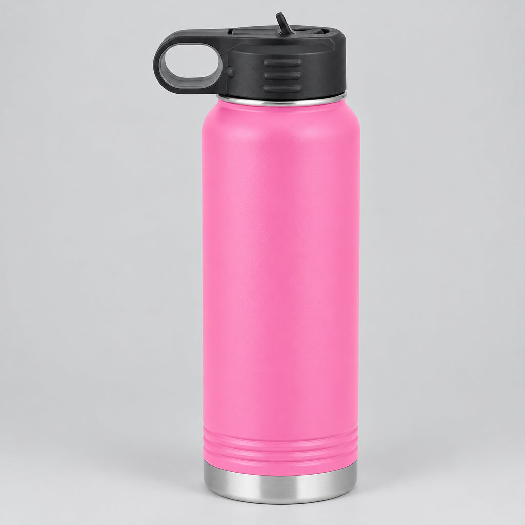 Pink stainless steel water bottle for custom engraving, 32 oz or 40 oz