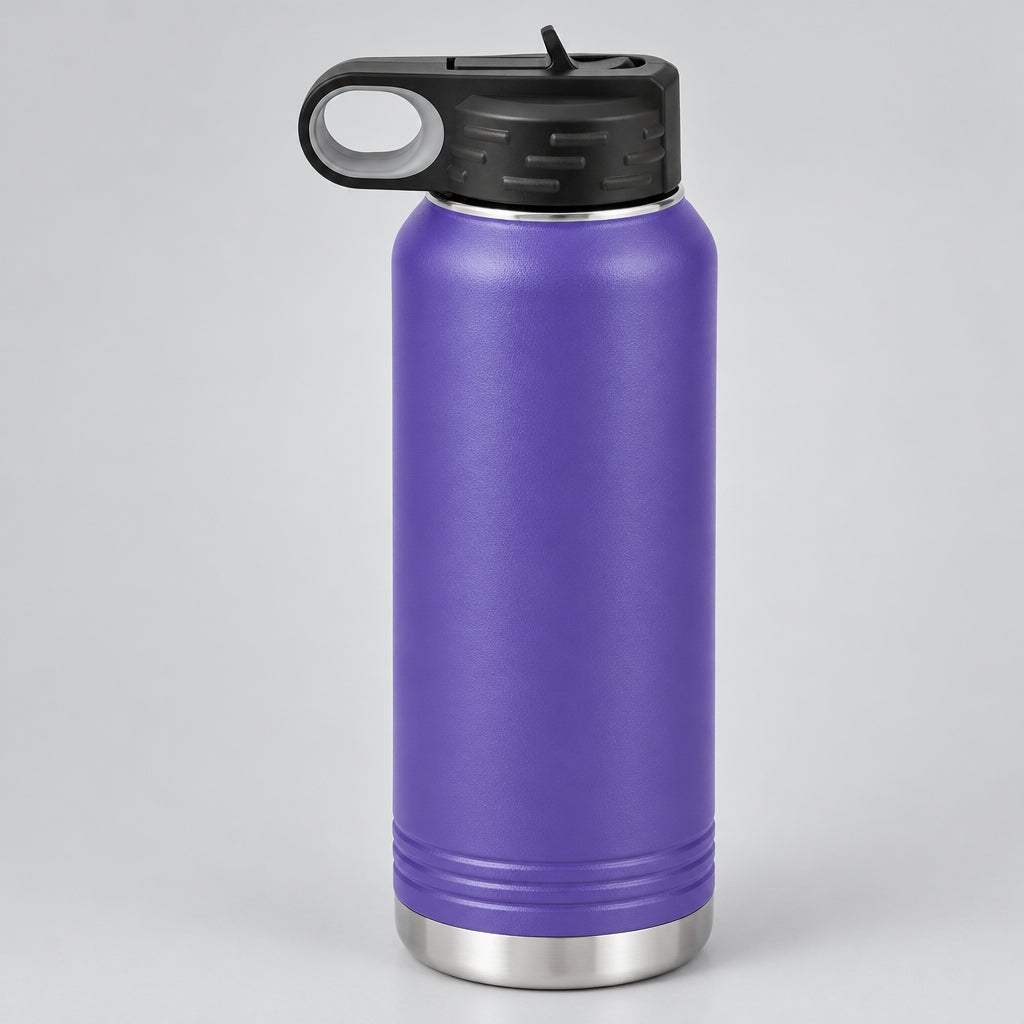 Purple stainless steel water bottle for custom engraving, 32 oz or 40 oz