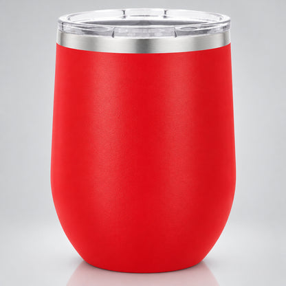 Red insulated 12 oz stemless wine tumbler for custom engraving
