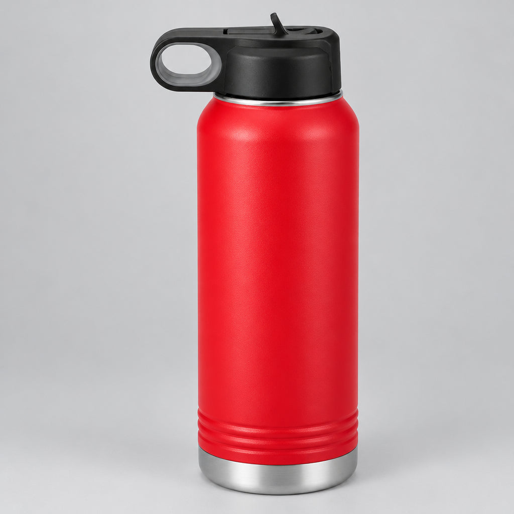 Red stainless steel water bottle for custom engraving, 32 oz or 40 oz