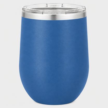 Royal blue insulated 12 oz stemless wine tumbler for custom engraving