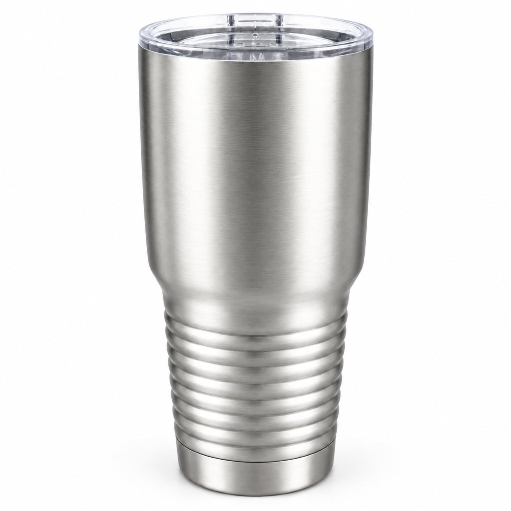 Silver 30 oz insulated stainless steel tumbler for custom engraving
