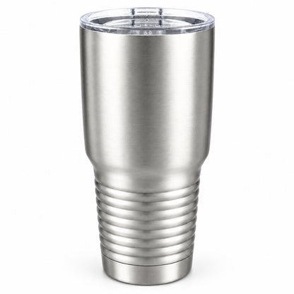 Silver 30 oz insulated stainless steel tumbler for custom engraving