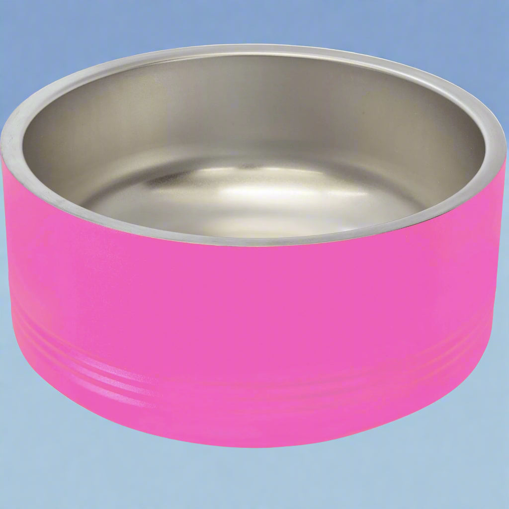 Stainless Steel Pet Bowls in Pink by Carve & Burn, Miami