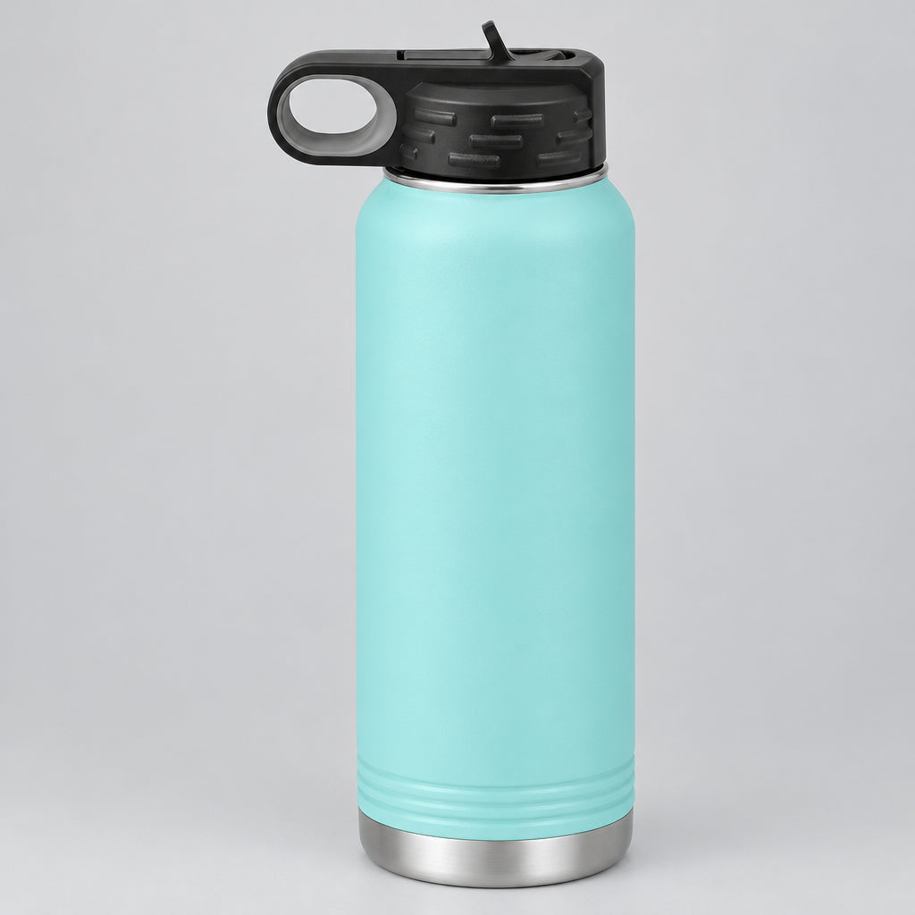 Teal stainless steel water bottle for custom engraving, 32 oz or 40 oz
