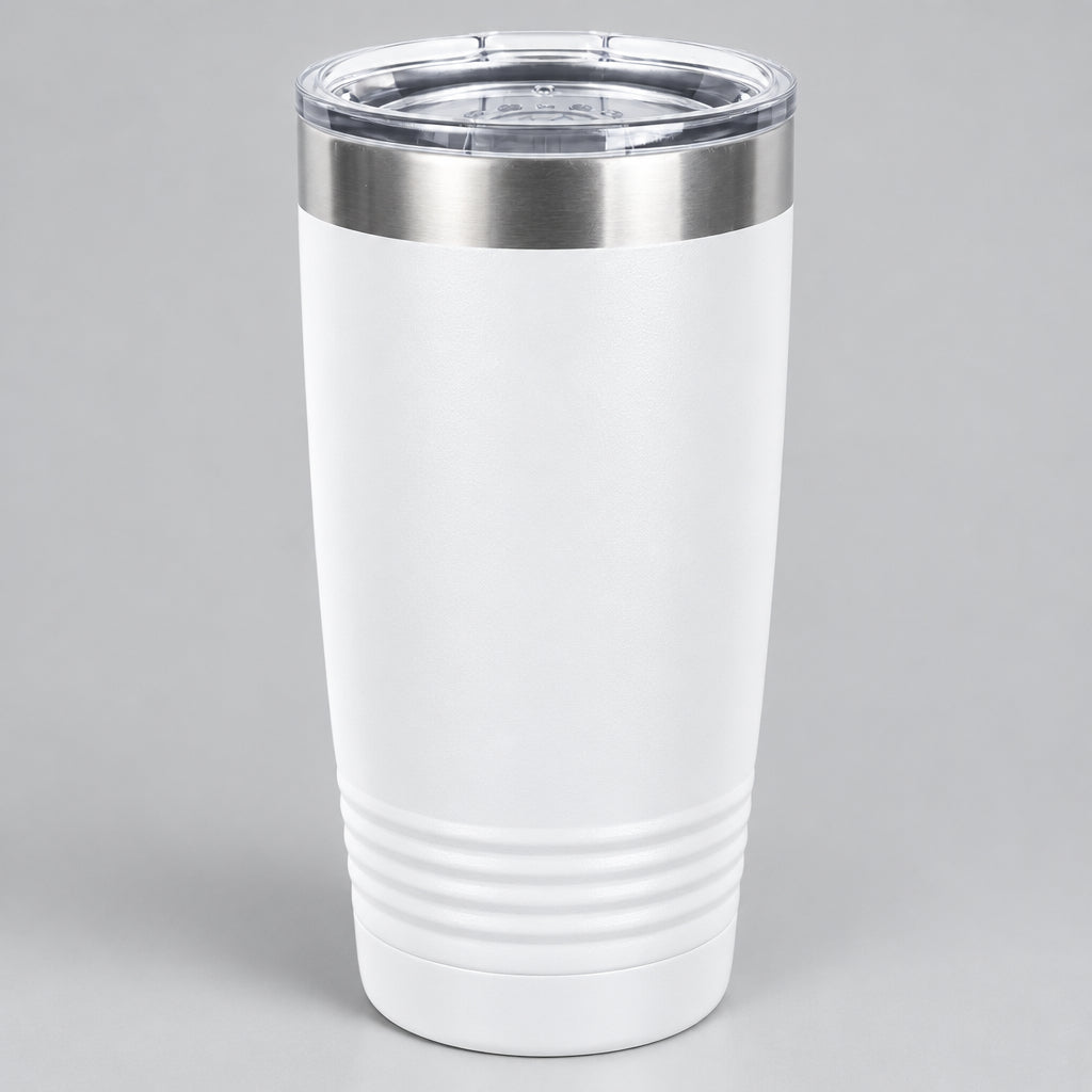 White 20 oz insulated stainless steel tumbler for custom engraving