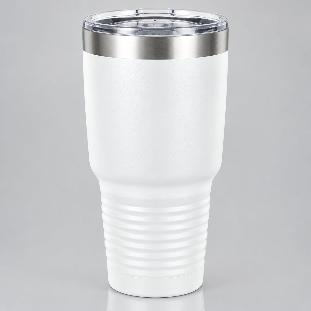 White 30 oz insulated stainless steel tumbler for custom engraving