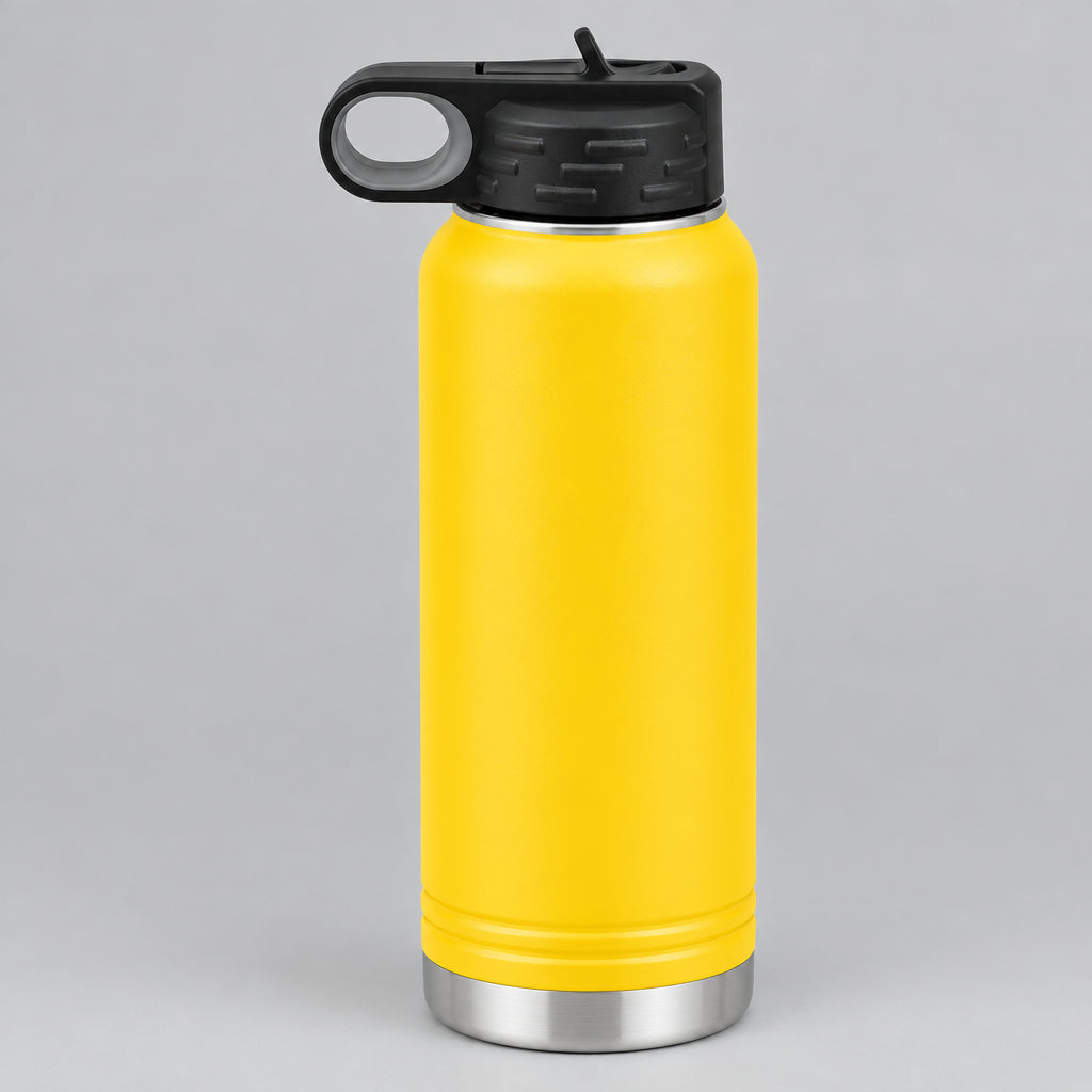 Yellow stainless steel water bottle for custom engraving, 32 oz or 40 oz